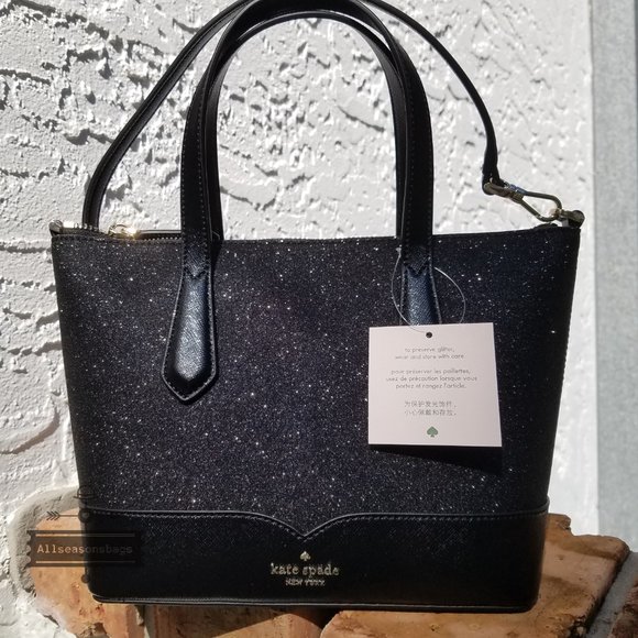 kate spade Bags Kate Spade Small Lola Satchel Black Glitter Bag